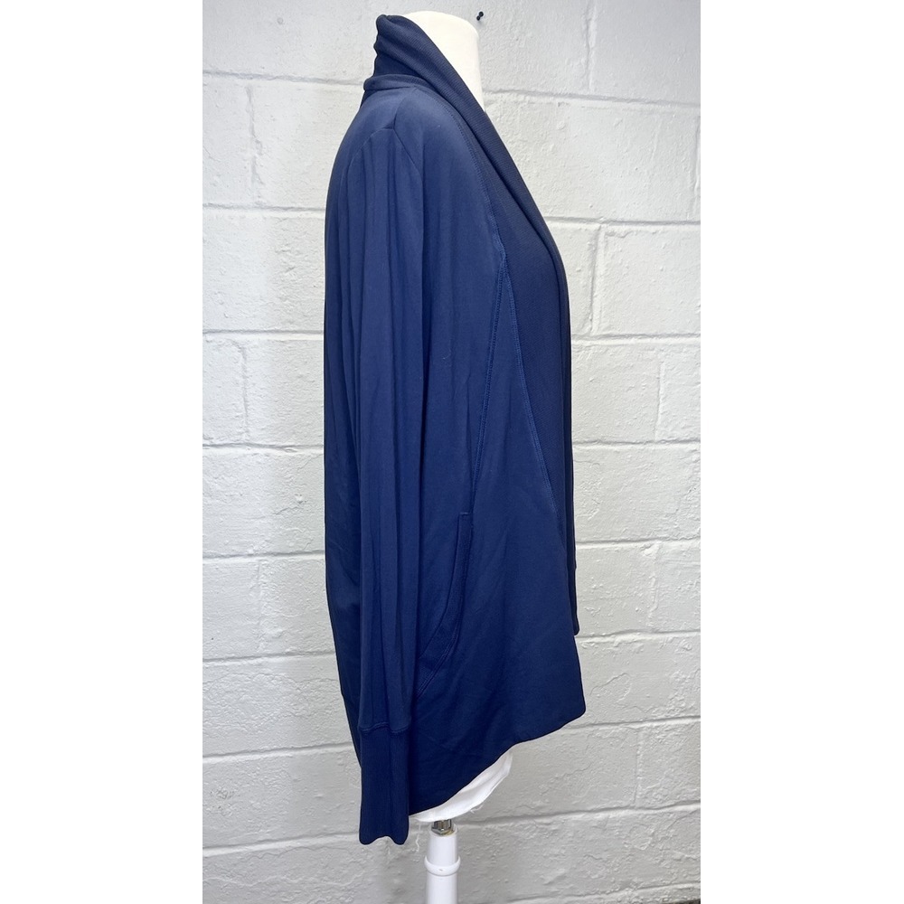 Quince Women's French Terry Modal Cardigan Navy Blue Medium Open Waterfall - Picture 6 of 11